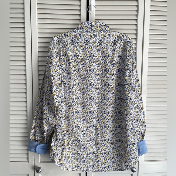 Gentleman’s Outfitters Micro Flora Patterned Button Down Shirt Contrasting Cuffs - Picture 3 of 9